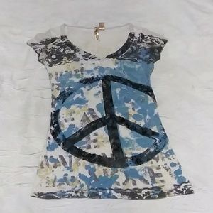 Peace sign floral shirt